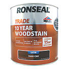 Ronseal  Trade 10 Year Woodstain Satin Dark Oak 2.5Ltr