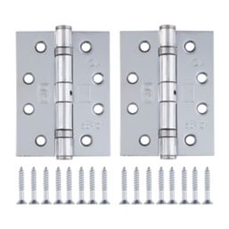 Smith & Locke  Polished Chrome Grade 13 Fire Rated Ball Bearing Door Hinges 102mm x 76mm 2 Pack
