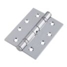 Smith & Locke  Polished Chrome Grade 13 Fire Rated Ball Bearing Door Hinges 102mm x 76mm 2 Pack