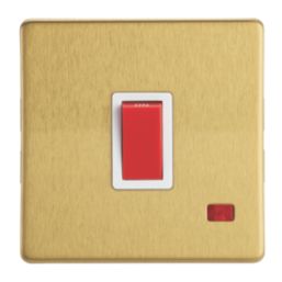 Contactum Lyric 32A 1-Gang DP Control Switch Brushed Brass with Neon with White Inserts