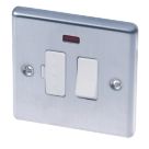 LAP  13A Switched Fused Spur with LED Brushed Stainless Steel with White Inserts
