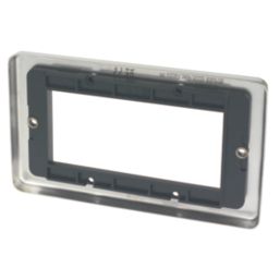Hager Sollysta WRP4EUBSB 4-Module Modular Faceplate Brushed Steel