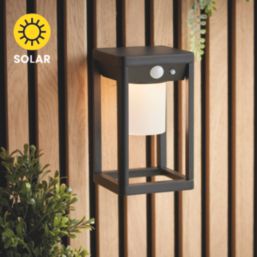 Saxby Taurus Outdoor LED Solar Wall Light With PIR & Photocell Sensor Black 200lm