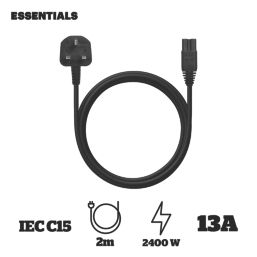 Essentials 10A IEC C15 Power Cord 2m