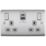 British General Nexus Metal 13A 2-Gang SP Switched Socket + 3A 45W 2-Outlet Type A & C USB Charger Brushed Steel with Grey Inserts