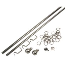 Cooke & Lewis Satin Nickel-Effect Curtain Pole Set 28mm x 1.8 - 3.2m