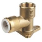 Flomasta  Brass Push-Fit Adapting 90° Wall Plate Elbow 15mm x 1/2"