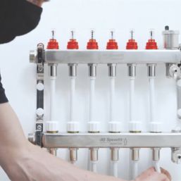 JG Underfloor 8 Port LowFit Heating Manifold Brushed Steel