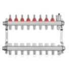 JG Underfloor 8 Port LowFit Heating Manifold Brushed Steel