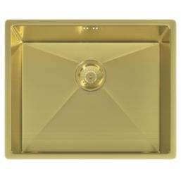 ETAL Elite 1 Bowl Stainless Steel Inset / Undermount Kitchen Sink Brushed Brass 540mm x 205mm