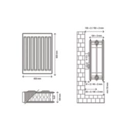 Flomasta 600mm x 400mm 2333BTU White Type 22 Convector Radiator