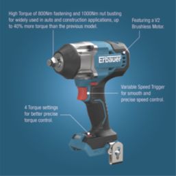 Erbauer ERI1097IPD 18V Li-Ion EXT Brushless Cordless Impact Wrench - Bare