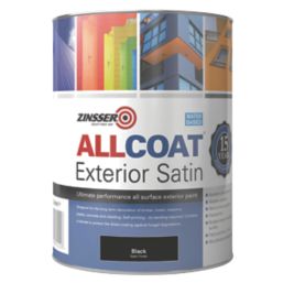 Zinsser 1Ltr Black Satin Multi Surface Paint