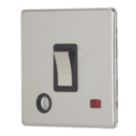 Contactum Lyric 20A 1-Gang DP Control Switch & Flex Outlet Brushed Steel with Neon with Black Inserts