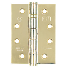 Smith & Locke  Electro Brass Grade 11 Fire Rated Ball Bearing Hinges 102mm x 76mm 3 Pack