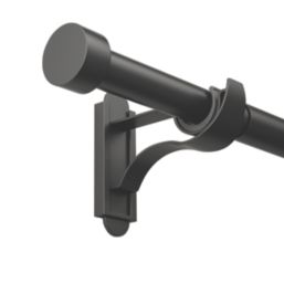 Rothley Matt Black Extendable Curtain Pole w/ Stud Finials 28mm x 71-120cm