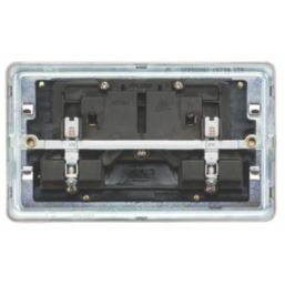 Knightsbridge  13A 2-Gang DP Switched Double Socket Brushed Chrome  with Black Inserts