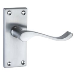 Smith & Locke  Fire Rated Latch Door Handles Pair Satin Chrome