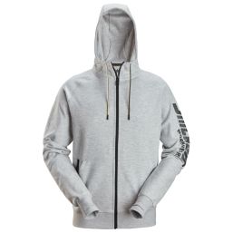 Snickers 2895 Logo Full Zip Hoodie Grey Melange Small 36" Chest