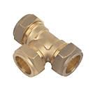 Flomasta  Brass Compression Equal Tees 22mm 2 Pack