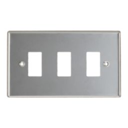 Contactum iConic 3-Module Grid Faceplate Brushed Steel
