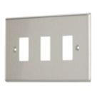 Contactum iConic 3-Module Grid Faceplate Brushed Steel
