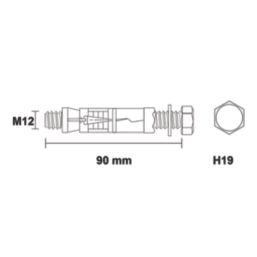 Easyfix Bolt Head Shield Anchors M12 x 90mm 5 Pack