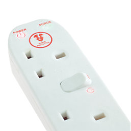 Masterplug 13A 6-Gang Switched Surge-Protected Extension Lead  1m