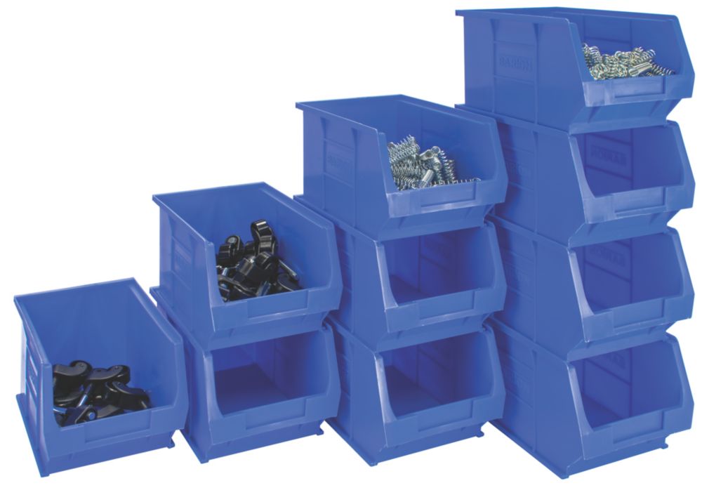 Barton TC3 Semi-Open-Fronted Storage Bins 4.6Ltr Blue 10 Pack - Screwfix