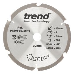 Trend PCD/FSB/2546 Multi-Material Saw Blade 254mm x 30mm 6T