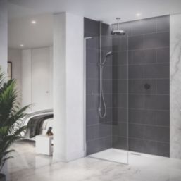 Mira Platinum Gravity-Pumped Ceiling-Fed Black/Chrome Thermostatic Wireless Dual Outlet Digital Mixer Shower