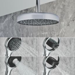 Mira Platinum Gravity-Pumped Ceiling-Fed Black/Chrome Thermostatic Wireless Dual Outlet Digital Mixer Shower