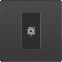 British General Evolve 1-Gang Coaxial TV / FM Socket Black Chrome with Black Inserts