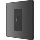 British General Evolve 1-Gang Coaxial TV / FM Socket Black Chrome with Black Inserts