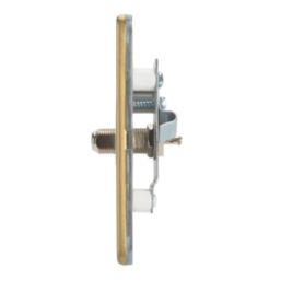 Contactum Lyric 2-Gang F-Type Satellite Socket Brushed Brass with White Inserts