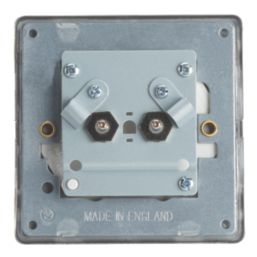 Contactum Lyric 2-Gang F-Type Satellite Socket Brushed Brass with White Inserts