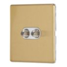 Contactum Lyric 2-Gang F-Type Satellite Socket Brushed Brass with White Inserts