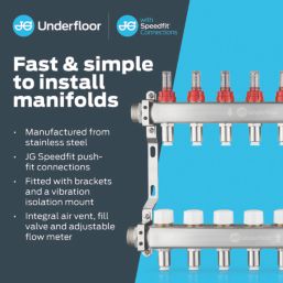 JG Underfloor 6 Port LowFit Heating Manifold Brushed Steel