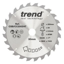 Trend CSB/CC25024T Wood Crosscut Circular Saw Blade 250mm x 30mm 24T