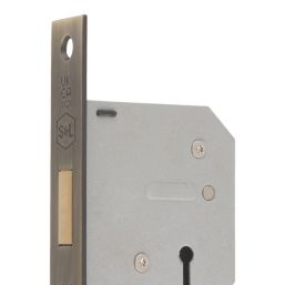 Smith & Locke  3 Lever Antique Brass Deadlock 65mm Case - 44mm Backset
