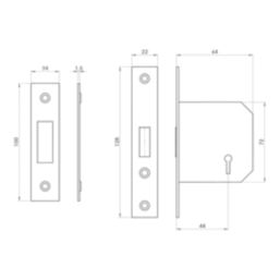 Smith & Locke  3 Lever Antique Brass Deadlock 65mm Case - 44mm Backset