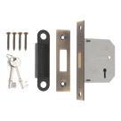 Smith & Locke  3 Lever Antique Brass Deadlock 65mm Case - 44mm Backset