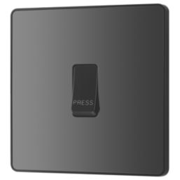 British General Evolve 10A 1-Gang 1-Way Press Switch Polished Black