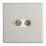 Contactum Lyric 2-Gang Coaxial TV & F-Type Satellite Socket Brushed Steel with White Inserts