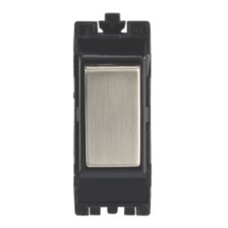 Contactum  10AX Modular Intermediate Switch Brushed Steel with Black Inserts