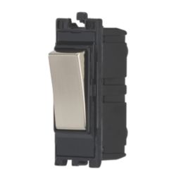 Contactum  10AX Modular Intermediate Switch Brushed Steel with Black Inserts