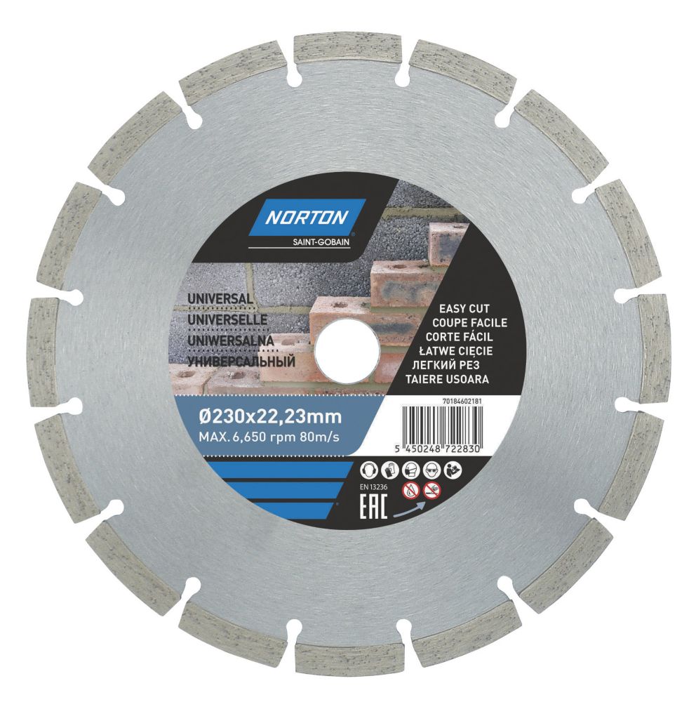 Norton MultiMaterial Segmented Diamond Cutting Blade 230mm x 22.23mm