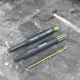 TRACER 200mm Deep Hole Construction Pencil & Replacement Leads Yellow & 2B 2 Piece Set