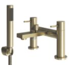 ETAL Blake Brushed Brass 145mm Deck Mounted Dual Control Manual Shower Mixer Tap
