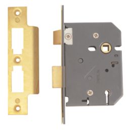 Yale  5 Lever Polished Brass Mortice Sashlock 76mm Case - 57mm Backset